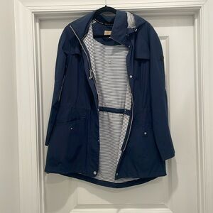 Michael Kors navy raincoat with removable hood